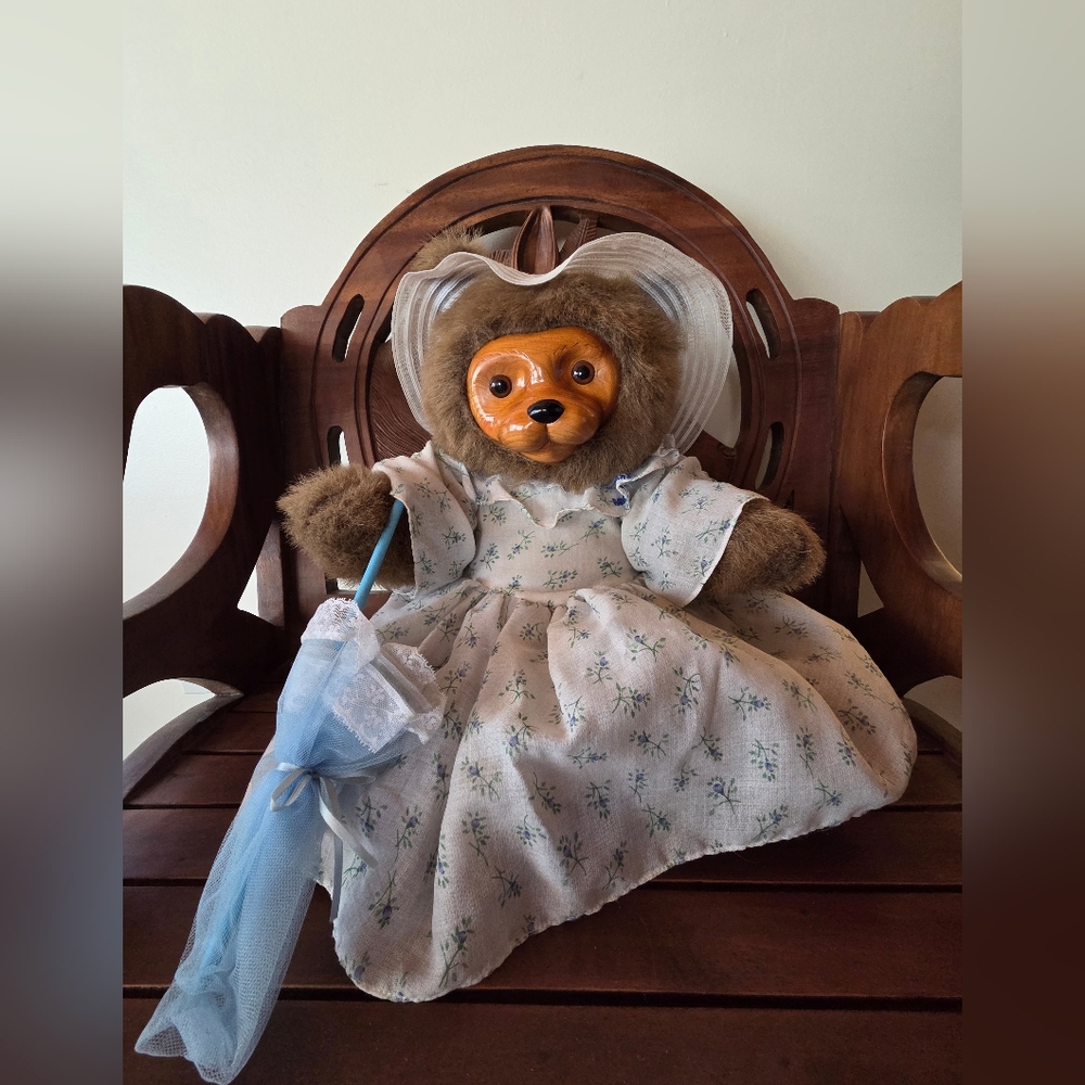 VTG 1987 Miss Melony Raikes Bear Plush Wood Face #17005 4th Edition LTD 106/7500